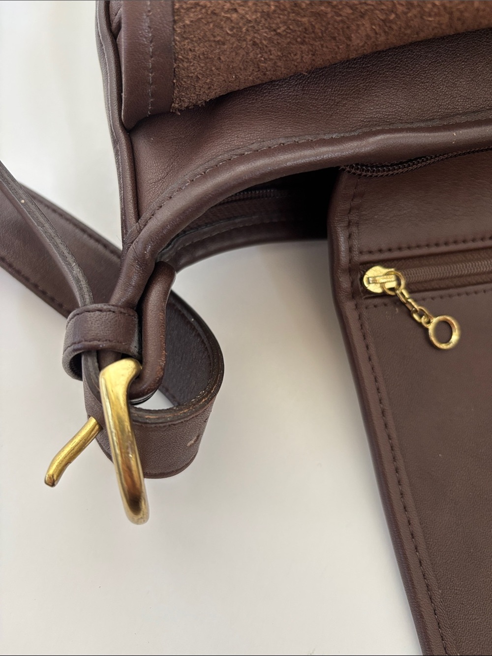 Vintage Coach 4115 Whitney Flap Crossbody Shoulder Bag Brown Leather Brass USA - Picture 8 of 15
